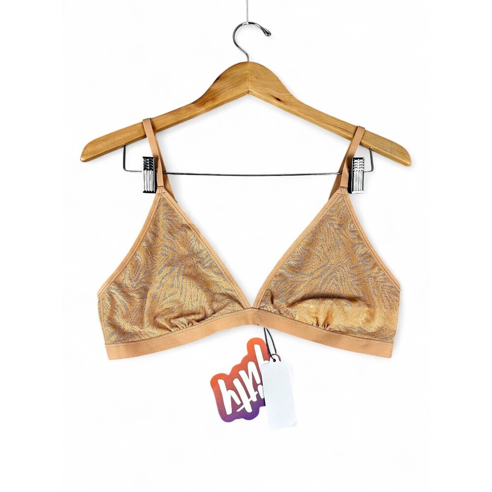 Yitty Sheer Mesh Triangle Bralette XL Nude/Tan